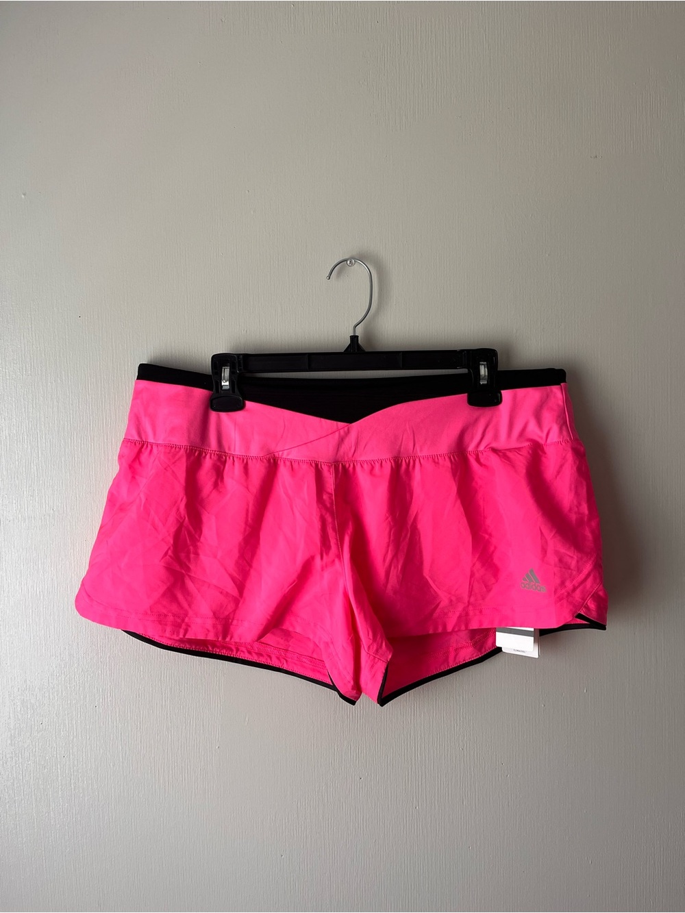 adidas Women's Neon Pink Athletic Shorts with Black Trim